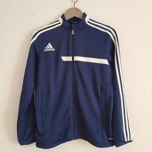 Adidas Kids Navy Performance Jacket with White Stripes Size L Girls